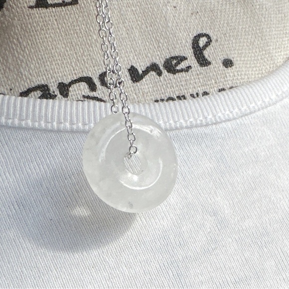 Phantom Quartz donut pendant silver necklace 925 stamped sterling - Picture 2 of 7